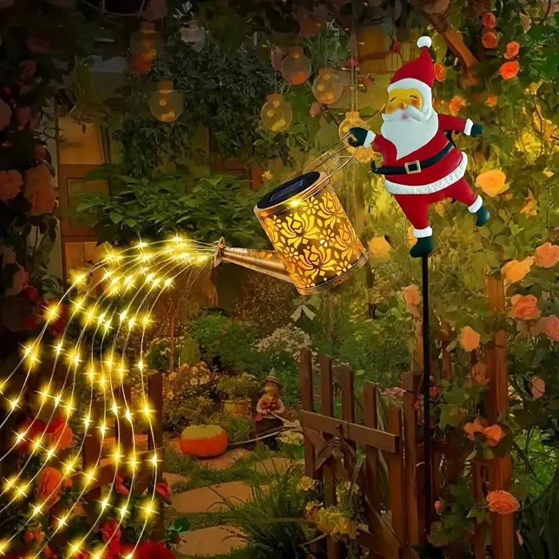 Papai Noel Solar com Chaleira Iluminada