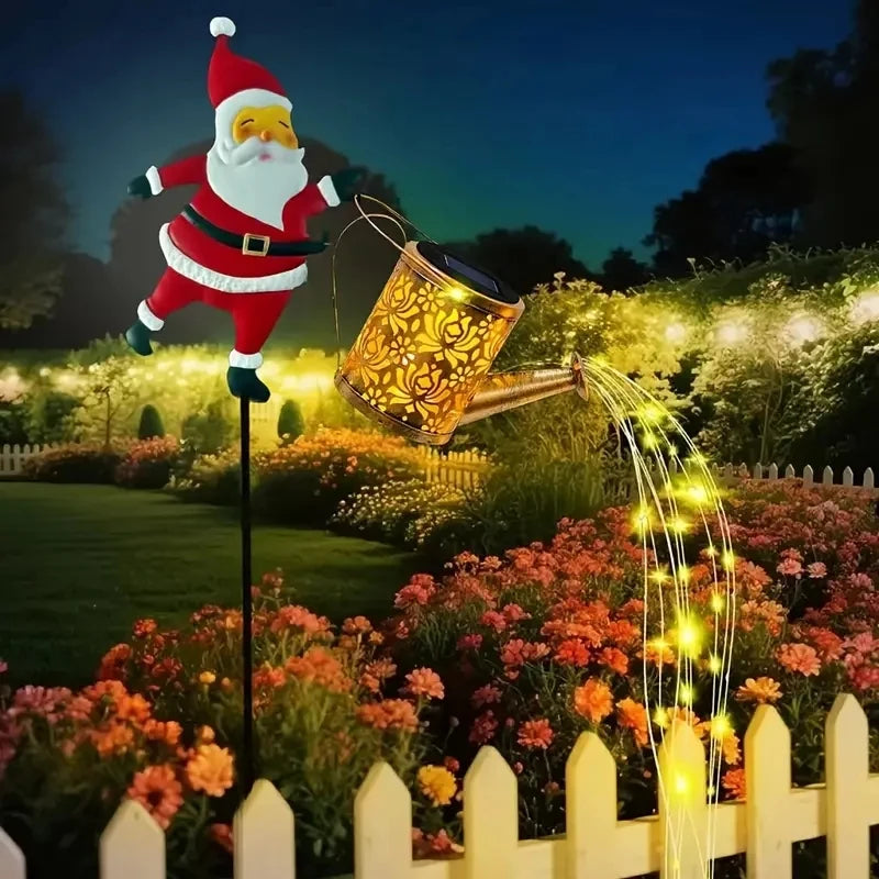Papai Noel Solar com Chaleira Iluminada