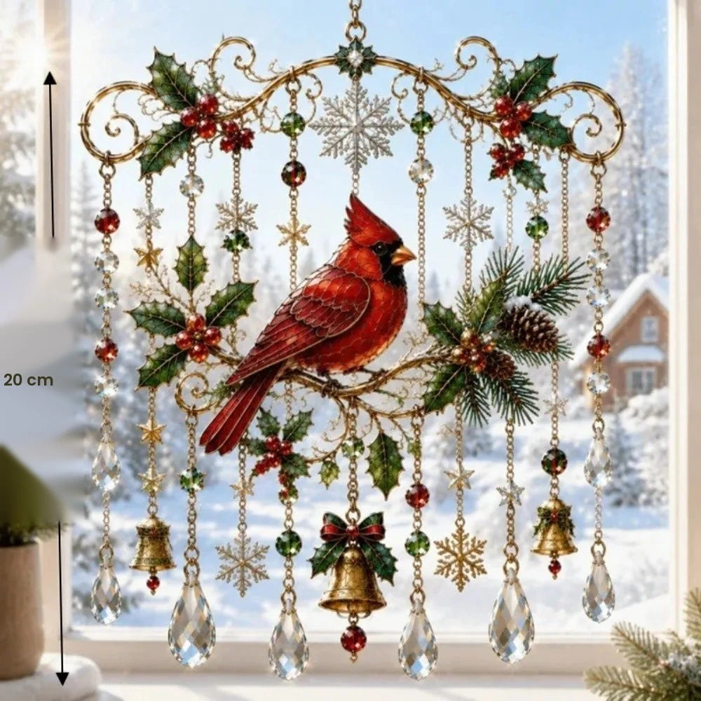 Pingente de Acrílico Pintado para o Natal: Alce, Boneco de Neve, Pássaro, Papai Noel - Enfeite de Cristal para Varanda e Decoração de Natal