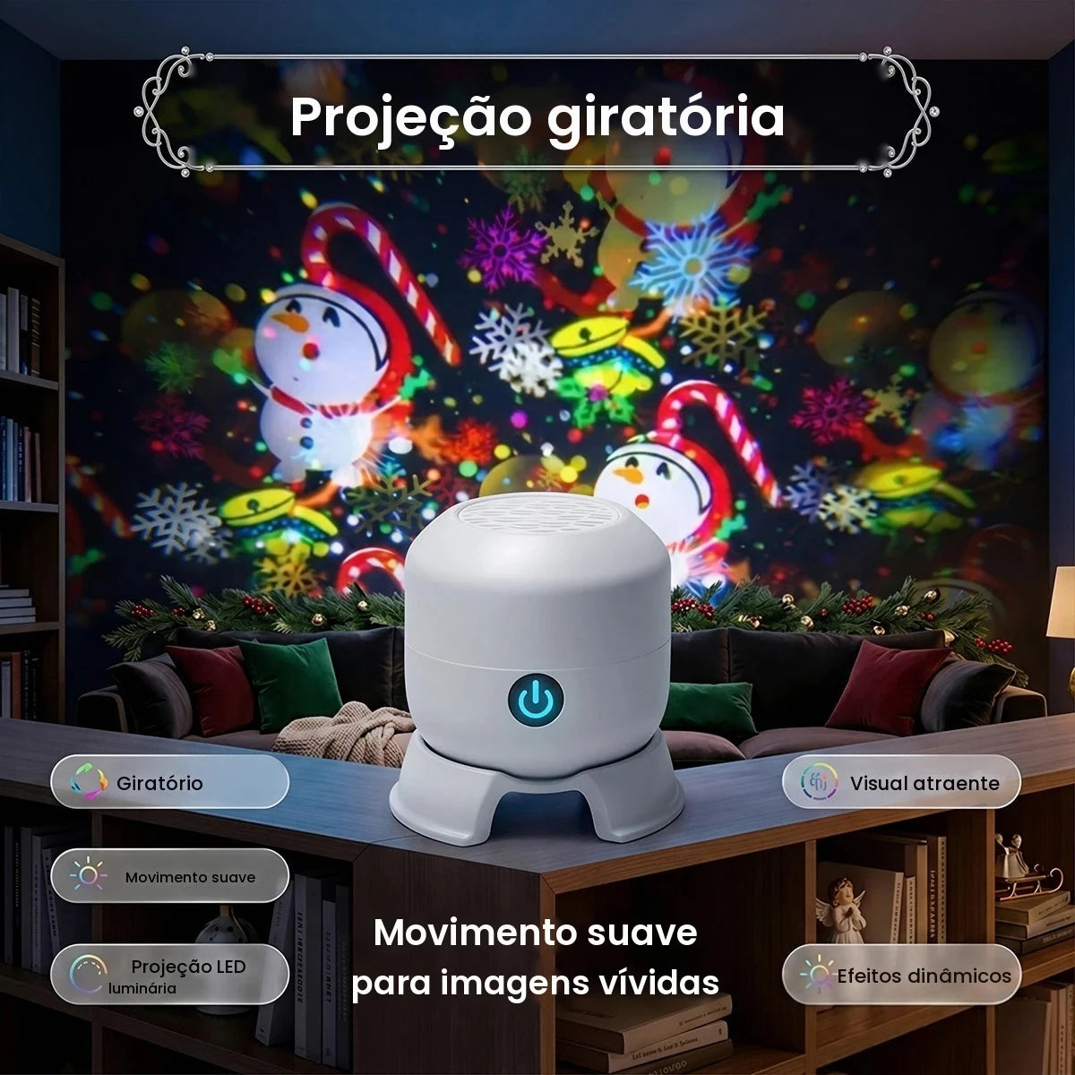 Projetor de Luz de Natal com 22 Padrões, Lâmpada de Projeção LED Rotativa, Papai Noel, Floco de Neve, Alce, Decoração de Natal, Luz Noturna Recarregável