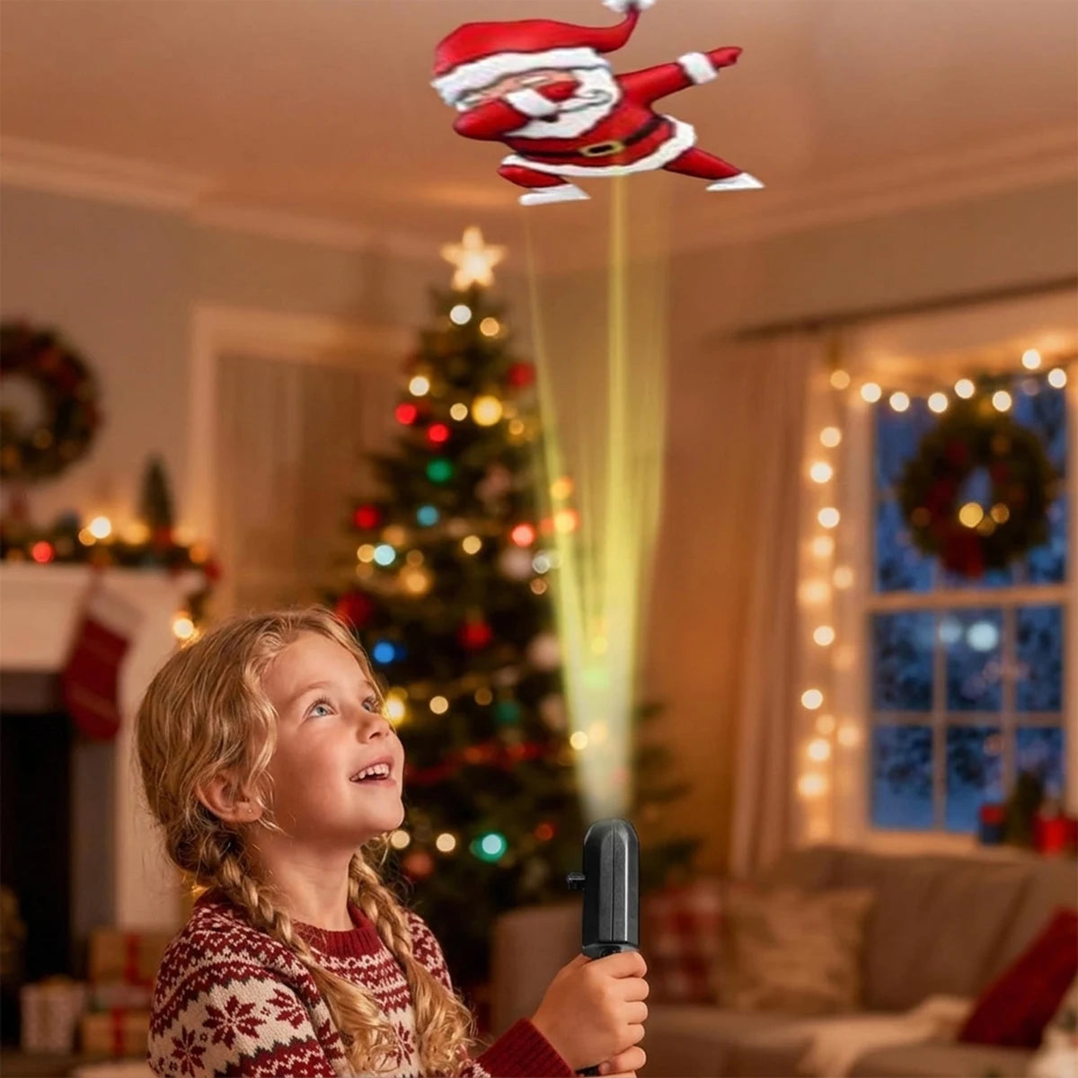 Projetor de Luz de Natal Flexível com Padrão de Papai Noel e Neve para Carro, Quarto, Festa e Decoração de Feriado, Pacote com 4/6/10 Unidades