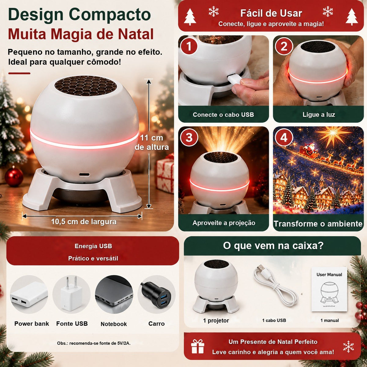 Projetor de Natal para Parede e Teto