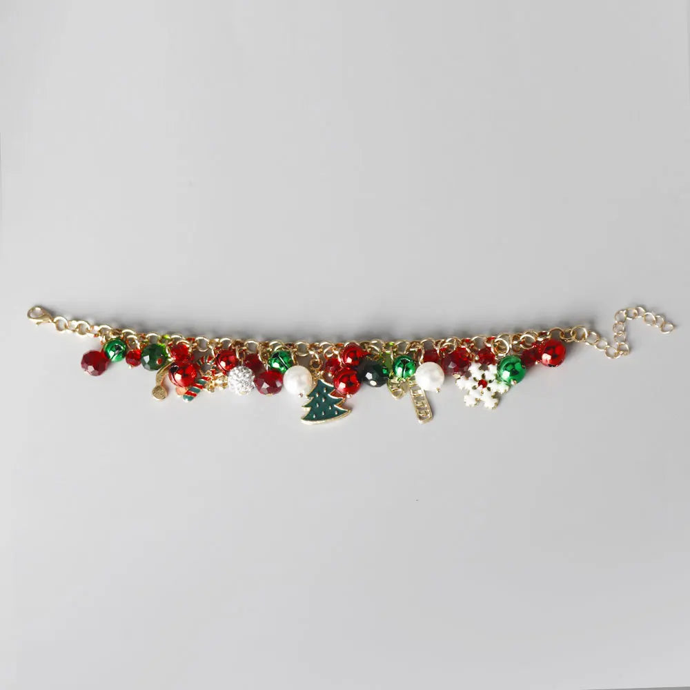 Pulseira de Natal, Presente de Joia para Mulheres, Meninas e Crianças, Pulseiras de Contas, Pulseira com Pingente de Papai Noel, Feliz Natal
