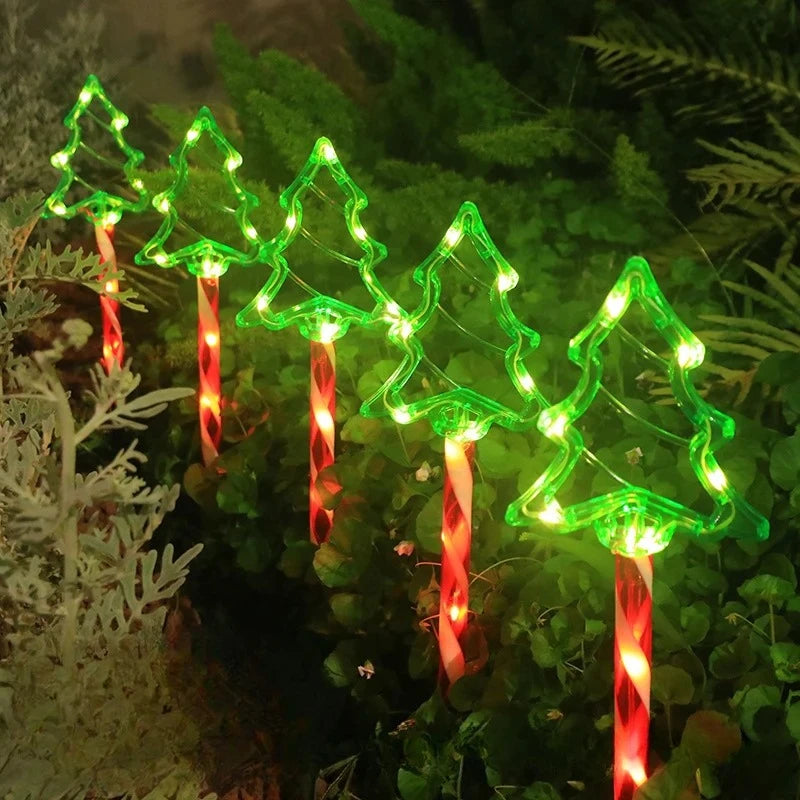 Solar led luzes da árvore de natal ao ar livre lâmpada à terra boneco de neve papai noel decoração colorida iluminação para pátio varanda jardim