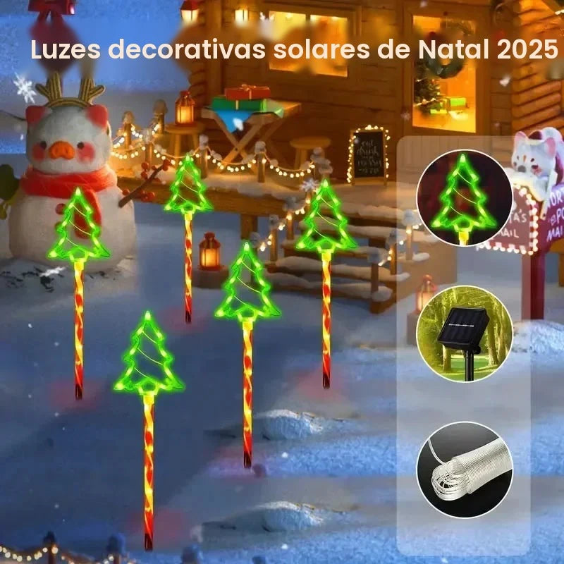Solar led luzes da árvore de natal ao ar livre lâmpada à terra boneco de neve papai noel decoração colorida iluminação para pátio varanda jardim