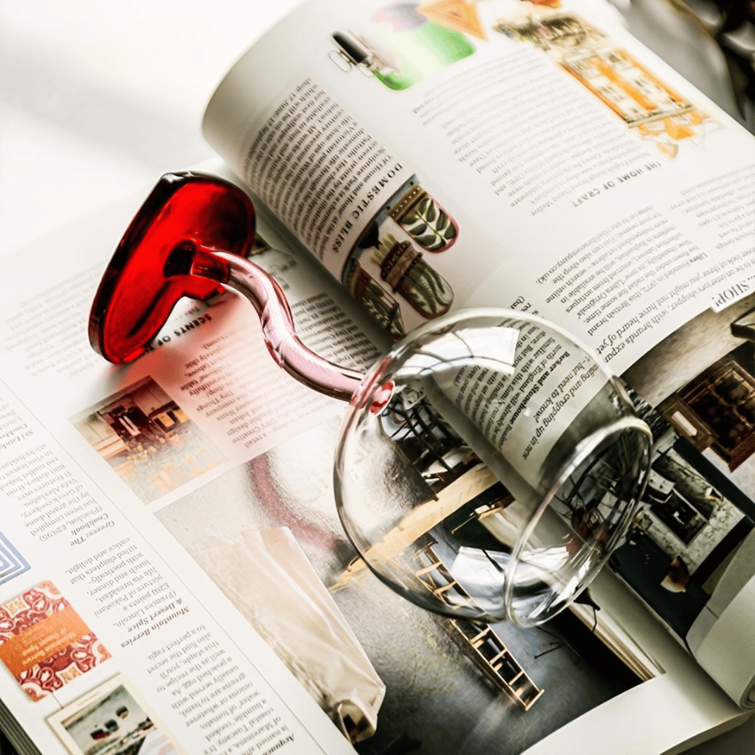 Taça de Vinho Vidro Cristal Haste Espiral Coração