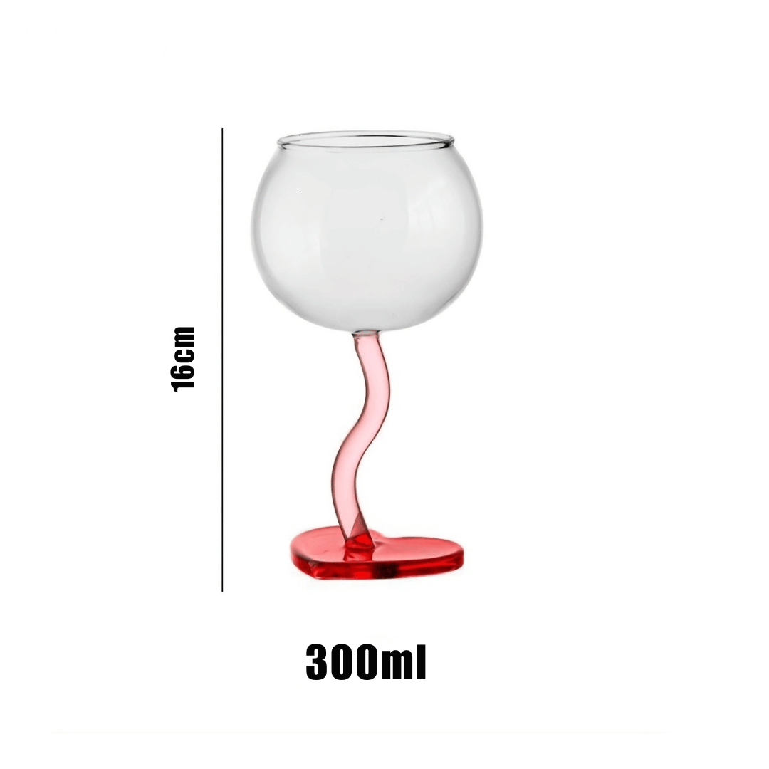 Taça de Vinho Vidro Cristal Haste Espiral Coração