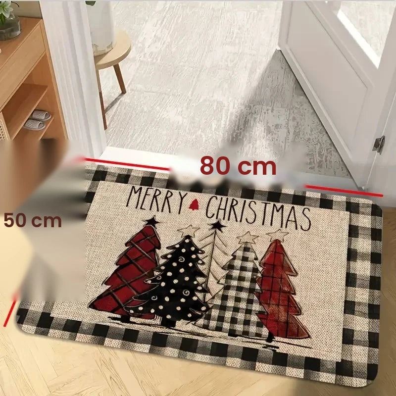 Tapete com tema de árvore de Natal VIKAMA, decoração de casa macia e antiderrapante, capacho de hall de entrada, conjunto de tapete de duas peças de cozinha, tapete de pé de banheiro