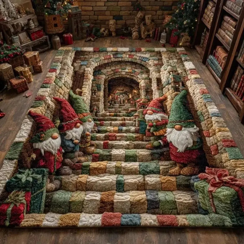 Tapete de Natal VIKAMA com Papai Noel, efeito 3D, para sala de estar, festivo, antiderrapante, lavável, macio, para decoração de quarto.