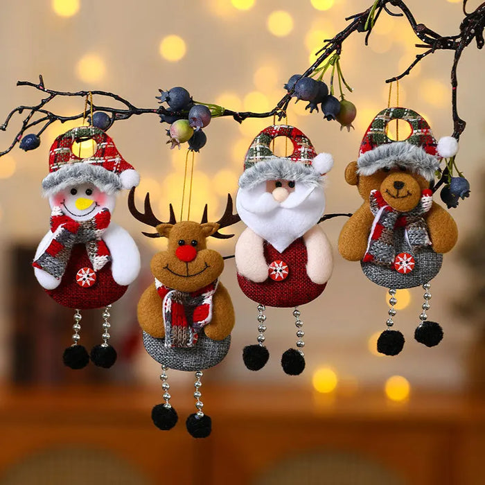 Enfeite de Tecido Papai Noel, Urso e Boneco de Neve