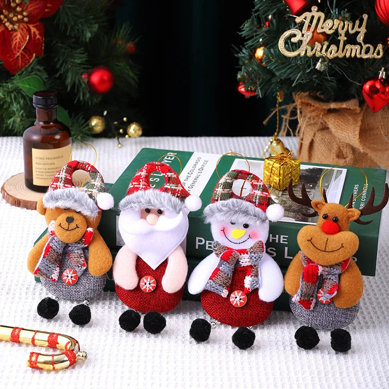 Tecido elk urso papai noel boneco de neve bonecas pingentes de natal pendurado decoração enfeites de árvore de natal decoração de festa de natal