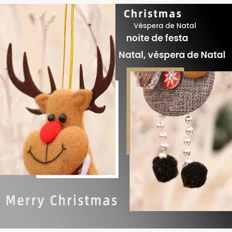 Tecido elk urso papai noel boneco de neve bonecas pingentes de natal pendurado decoração enfeites de árvore de natal decoração de festa de natal