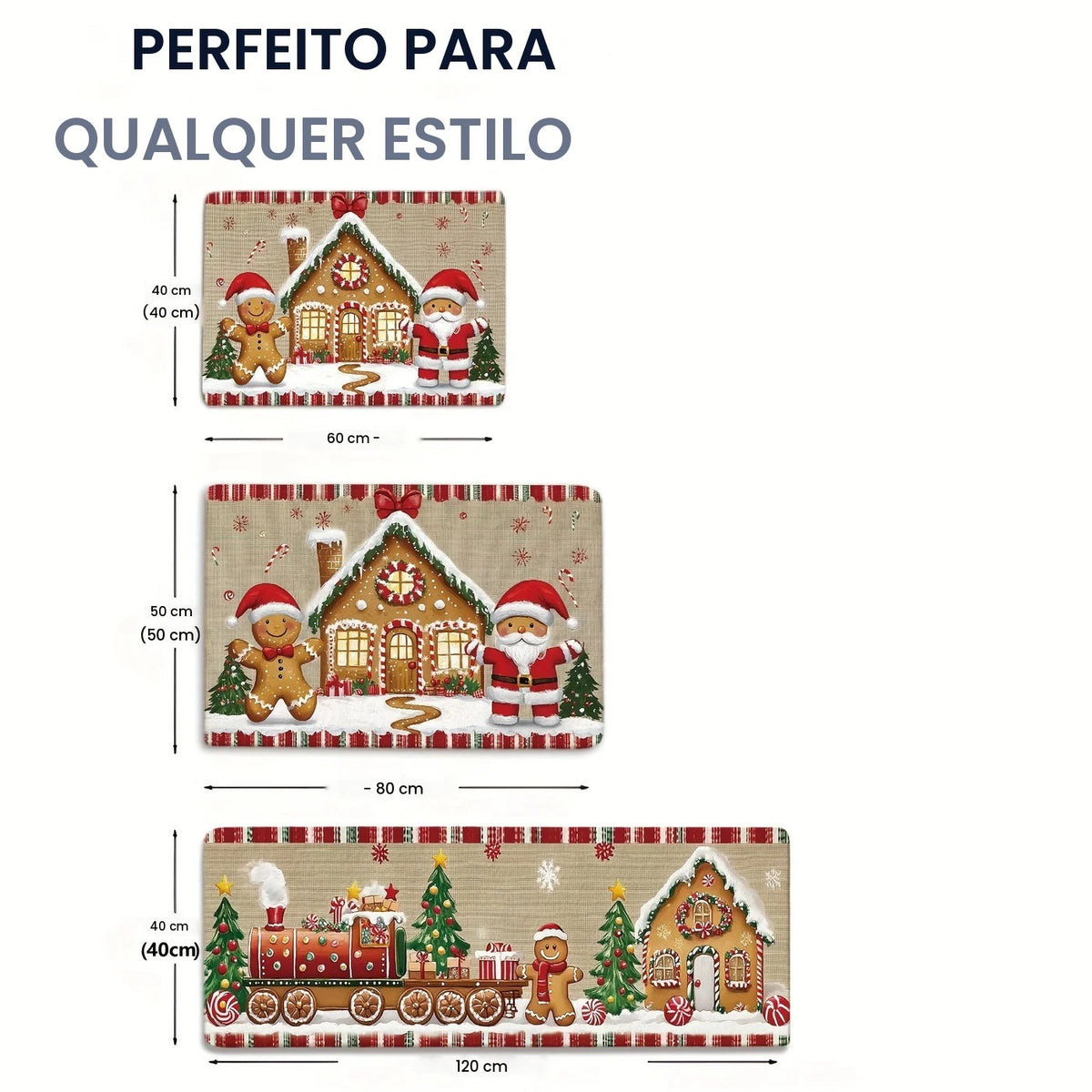 Vikama tapete de natal 3 pçs casa de gengibre tapete de cozinha capacho tapete de boas-vindas para quarto tapete para sala ao vivo